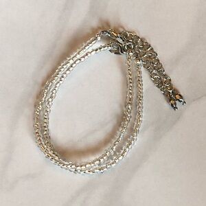 Dainty, Tiny Clear Glass Bead Bracelets, Set of 2
